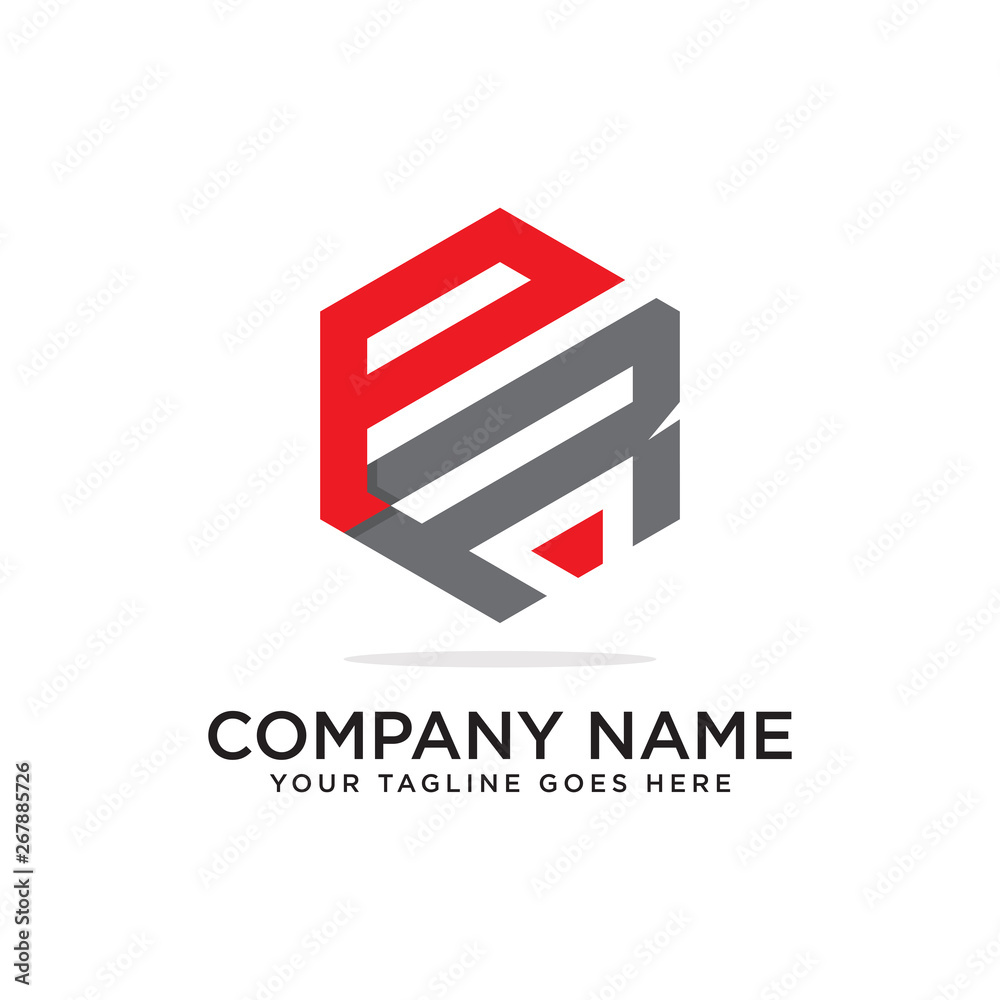 PR initial letter logo hexagonal vector PR initial letter logo hexagonal vector