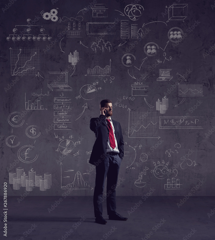 Businessman in formalwear over dark background. Business, finance, career and office concept. Businessman in formalwear over dark background. Business, finance, career and office concept.