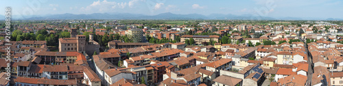 Urgnano, Bergamo, Italy. View of the village and the medieval castle from the top of the bell tower © Matteo Ceruti
