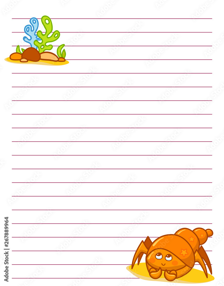 Vector printing paper note. Cute paper page for notebook, diary