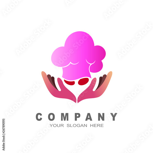 chef's logo with both hands, hand and chef, simple design