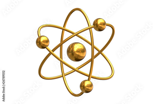 Fototapeta Naklejka Na Ścianę i Meble -  3D render of abstract model of atom isolated on white background.