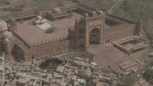 Fatehpur Sikri Abkbar's residence, India, 4k aerial ungraded/flat photo