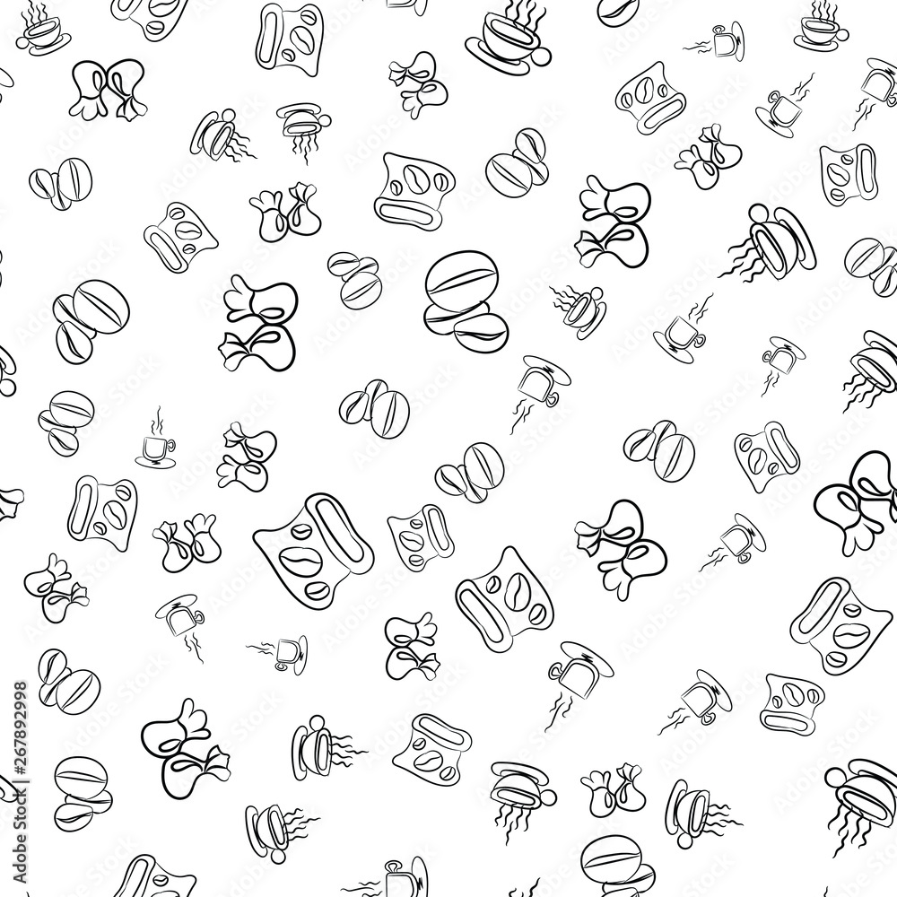 Coffee seamless vector pattern for Cup mug, restaurant or cafe menu design. 