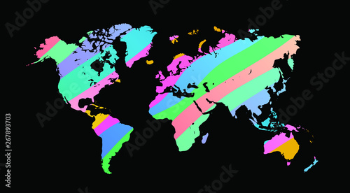 Fototapeta Naklejka Na Ścianę i Meble -  Colorful vector world map. North and South America, Asia, Europe, Africa, Australia