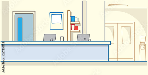 hospital reception waiting hall empty no people medical clinic interior horizontal banner sketch doodle vector illustration