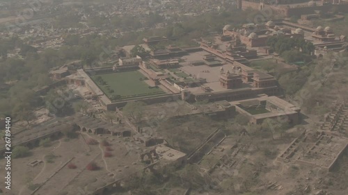 Fatehpur Sikri Abkbar's residence, India, 4k aerial ungraded/flat photo