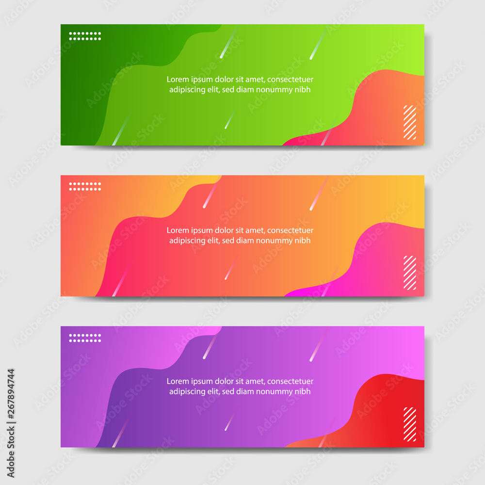 Vibrant gradient and modern futuristic fluid dynamic background template for headline and header banner in green, purple, orange color. Suitable for social media, web, blog, website.