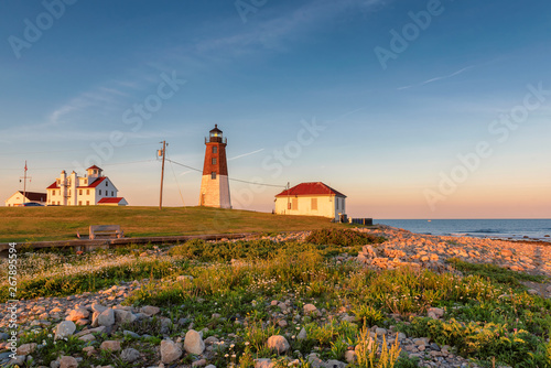 The Point Judith light near Narragansett, Rhode Island, at sunset. photo