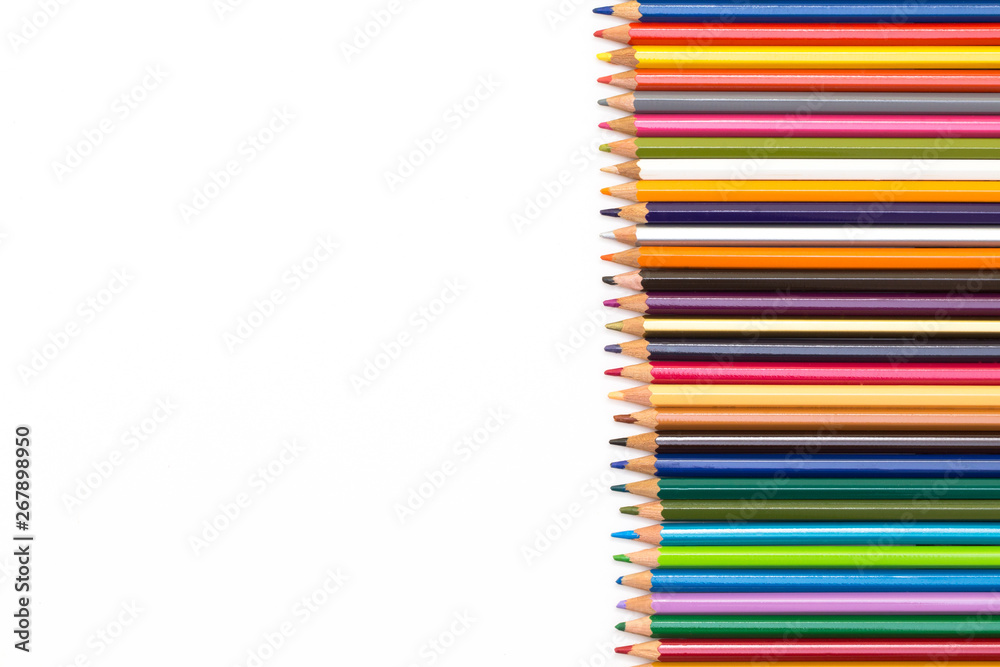 Colour pencils isolated on white background. Back to school concept Wood texture pencil with sharpening shavings on white background pencil on table, the blogger instrument. copyspace, space for text. Colour pencils isolated on white background. Back to school concept Wood texture pencil with sharpening shavings on white background pencil on table, the blogger instrument. copyspace, space for text.