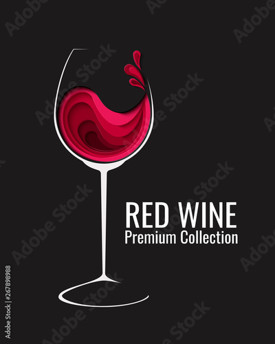 Red wine splash in glass