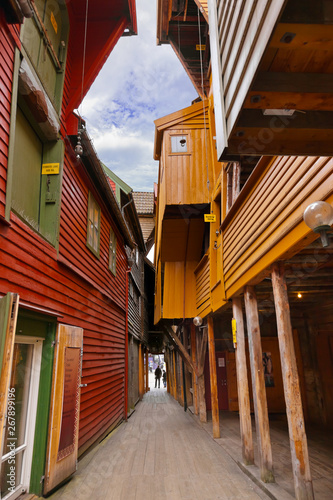 Famous Bryggen street in Bergen - Norway photo