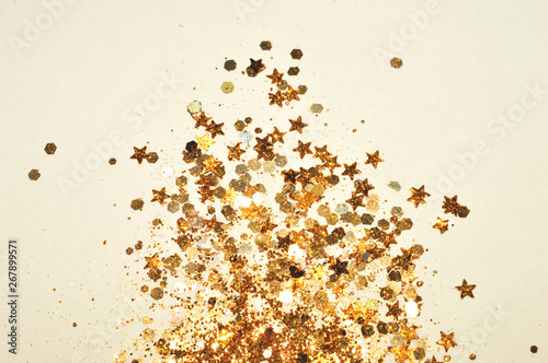 Gold glitter and glittering stars in vintage colors © mila_1989