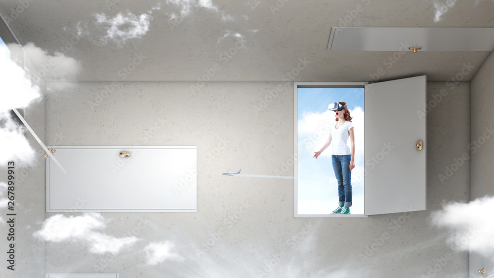 Fototapeta premium Right decision making and virtual reality. Mixed media