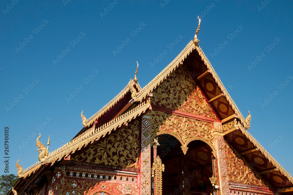 Chiang Rai Thailand, decorated facade of wat jed yod