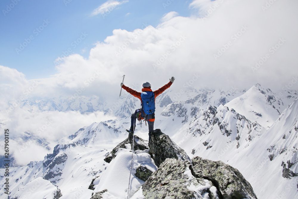 alpinism in the snowy mountains