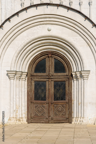 Wooden doors at the entrance to the old temple