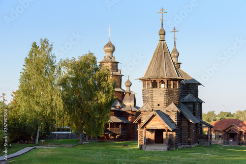 Wooden church in the center of wooden architecture Suzdal Russia
