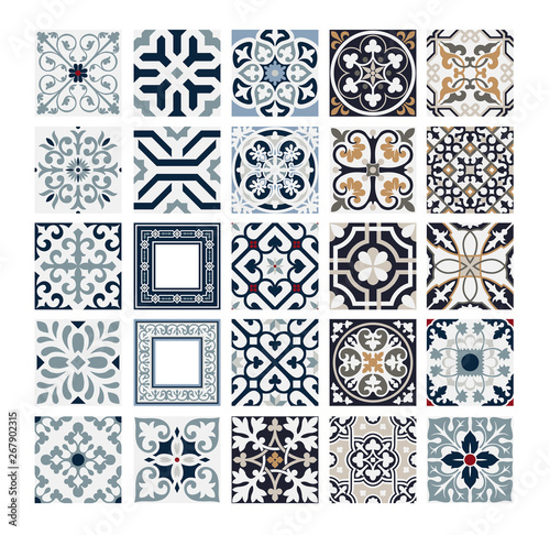 vintage tiles Portuguese patterns antique seamless design in Vector illustration