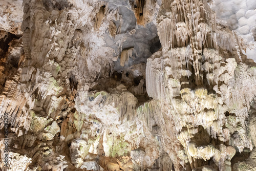 Ha long Bay,Vung Vieng Fishing Village,vietnam Dong Thien Cung Cave or paradise cave one of the most magical caves in Ha long bay famous place for tourist. photo