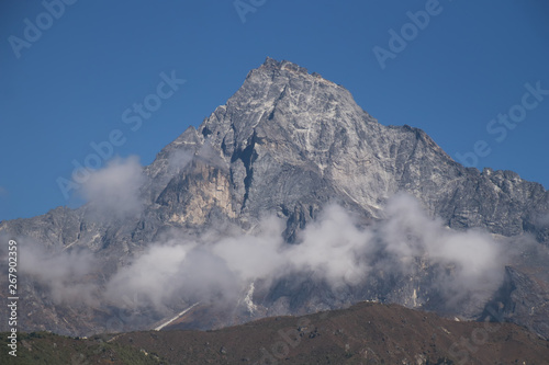 Mount Khumbila or Khumbu (5,761 m) one of the high Himalayan peaks in the Khumbu region north of nepal within the boundaries of Sagarmatha National Park. photo