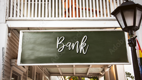 Fotografie Street Sign to Bank