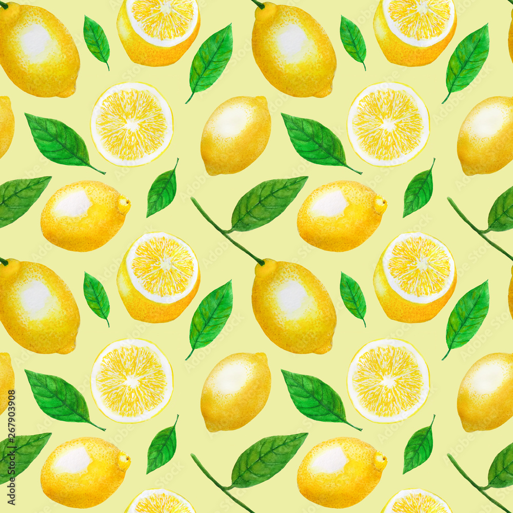 Lemons Watercolor Fruits Citrus Pattern Digital paper seamless illustration set of summer botanical decorations greeting card design Lemons Watercolor Fruits Citrus Pattern Digital paper seamless illustration set of summer botanical decorations greeting card design