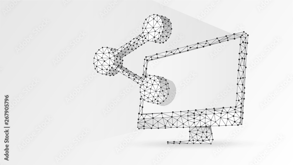 Share symbol on computer monitor. Business connect, people communication concept. Abstract, digital, wireframe, low poly mesh, polygonal vector white origami 3d illustration. Triangle, line, dot Share symbol on computer monitor. Business connect, people communication concept. Abstract, digital, wireframe, low poly mesh, polygonal vector white origami 3d illustration. Triangle, line, dot