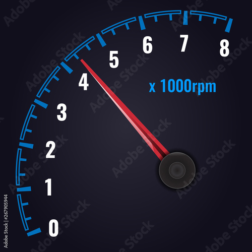 Tachometer up to 8 x 1000 rpm. Revolution-counter gauge. illustration