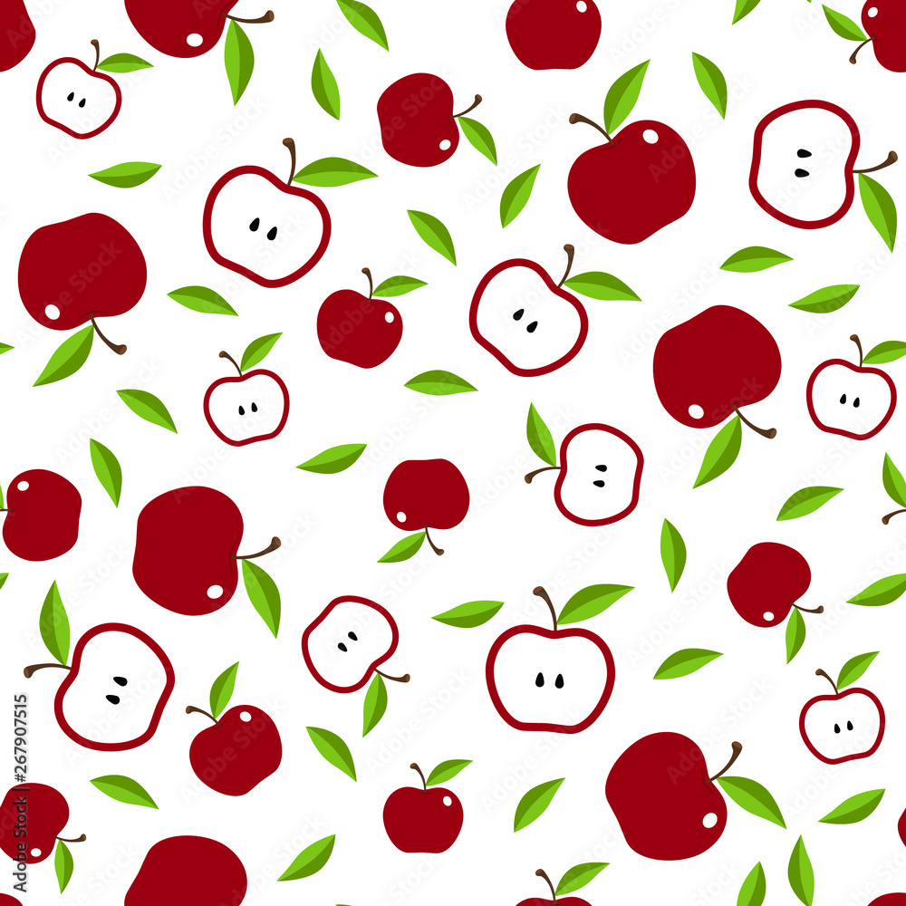 Fresh apple background. Seamless vector pattern with apple. Vector seamless pattern - Vector Fresh apple background. Seamless vector pattern with apple. Vector seamless pattern - Vector