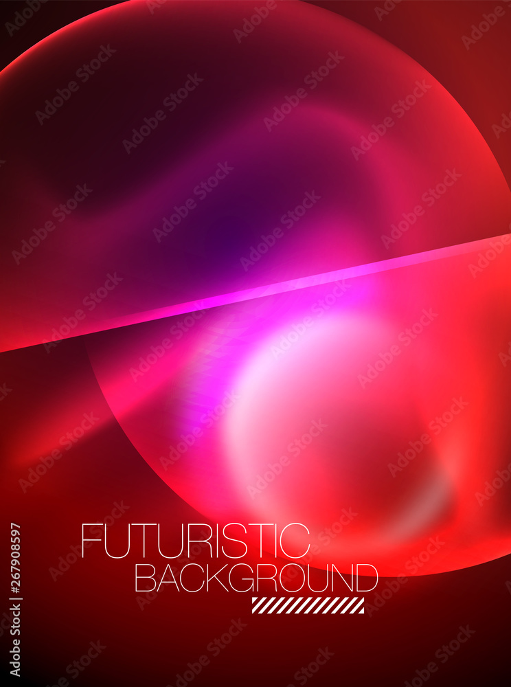 Blurred neon glowing round shapes, abstract circles and lights Blurred neon glowing round shapes, abstract circles and lights
