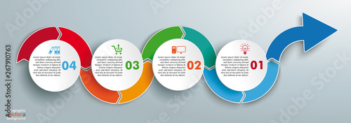 4 Circles Wave Infographic Header