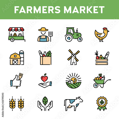 Vector Farmers Market Icon Set