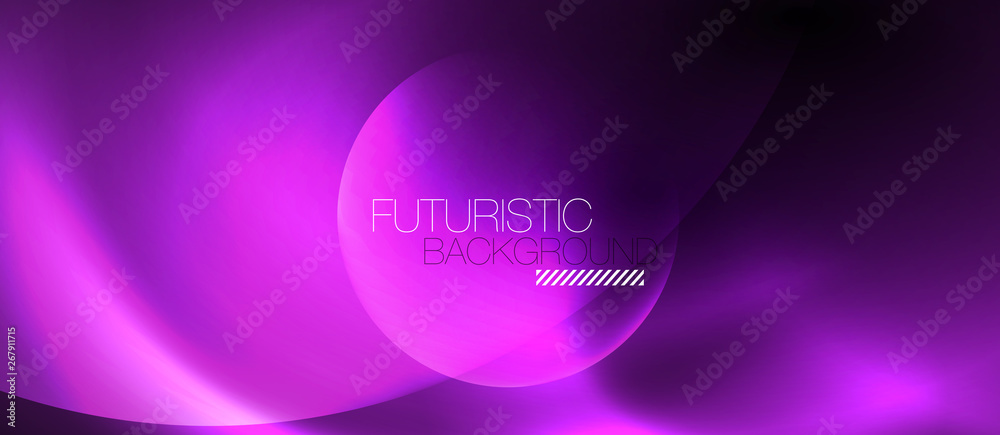 Shiny neon color light with circles abstract background