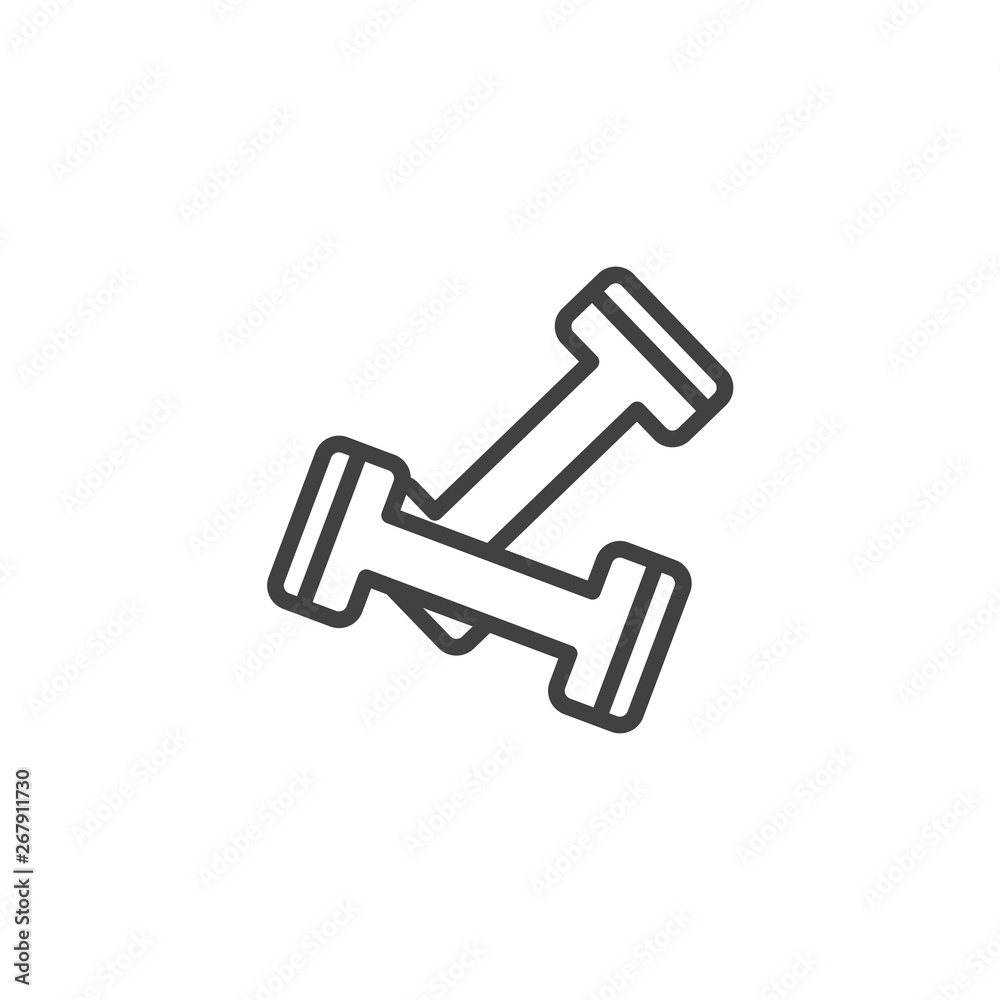 Dumbbell pair line icon. Gym equipment linear style sign for mobile concept and web design. Fitness dumbbells outline vector icon. Sport symbol, logo illustration. Pixel perfect vector graphics