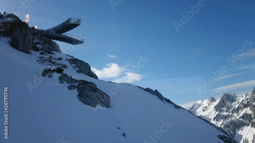 Alpspix viewing platform at the Alpspitzbahn Mountain Station in Germany view from cable car 4k video