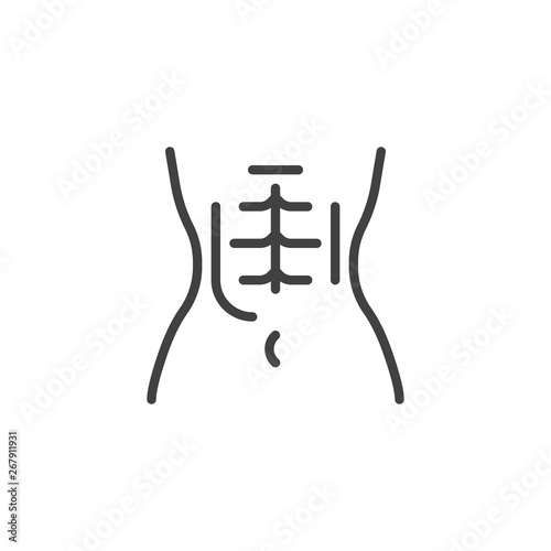Female abdominal muscles line icon. Athletic torso linear style sign for mobile concept and web design. Women figure outline vector icon. Symbol, logo illustration. Pixel perfect vector graphics