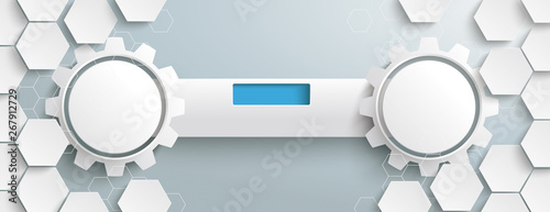White Hexagon Structure 2 Gears Tab Header