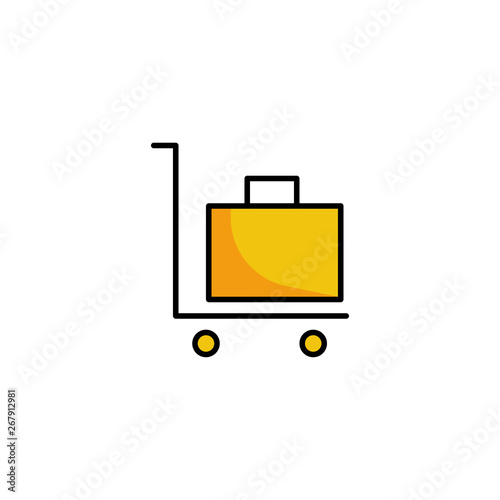 luggage trolley, baggage cart icon vector illustration