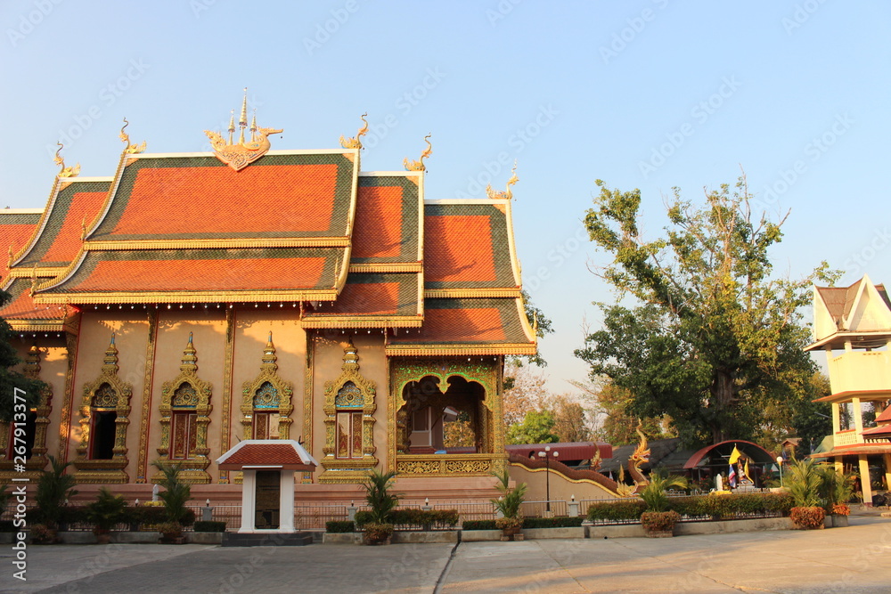 Chiang Rai Province, Thailand - February 20, 2014: Wat Sri Bunruang Temple.
