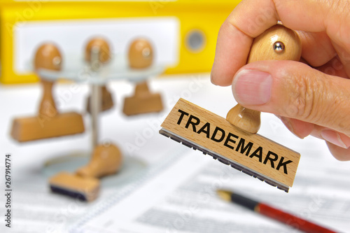 trademark printed on rubber stamp