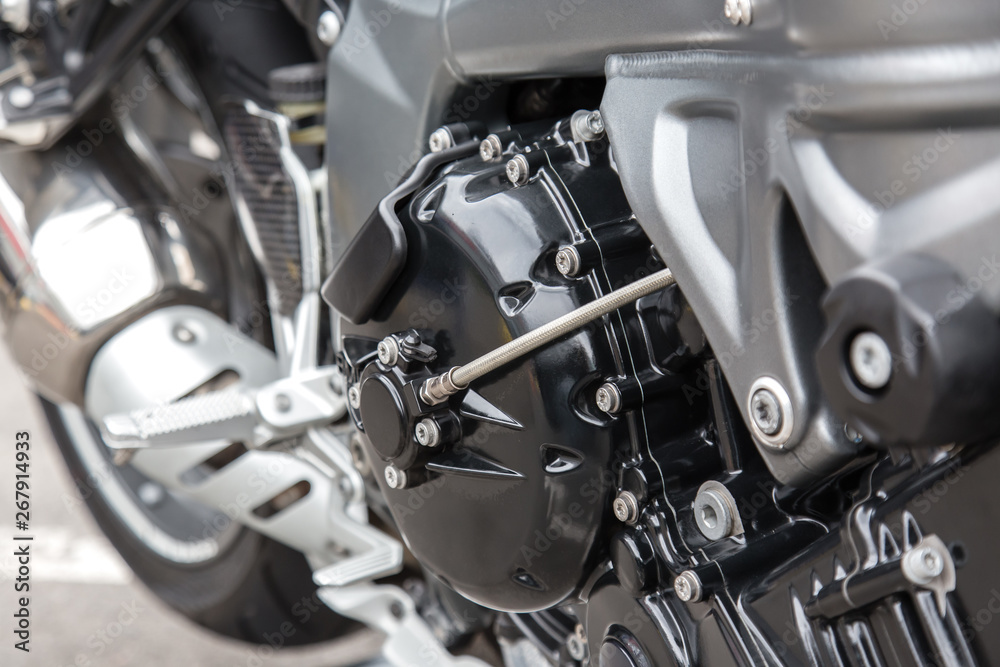 Engine parts of a racing motorcycle close-up. Engine parts of a racing motorcycle close-up.