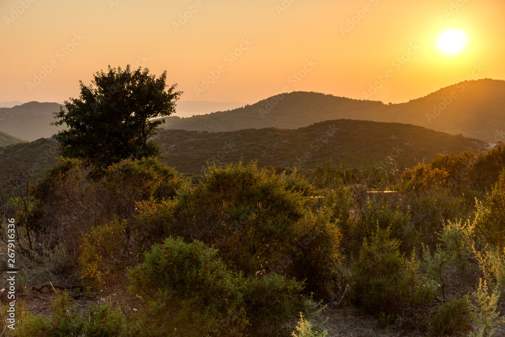 Sunset landscape of Sithonia peninsula, Chalkidiki, Central Macedonia, Greece