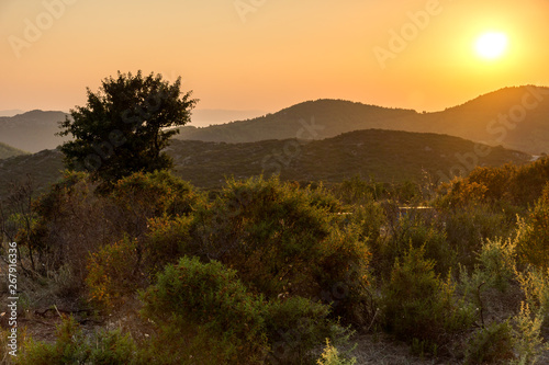 Sunset landscape of Sithonia peninsula, Chalkidiki, Central Macedonia, Greece