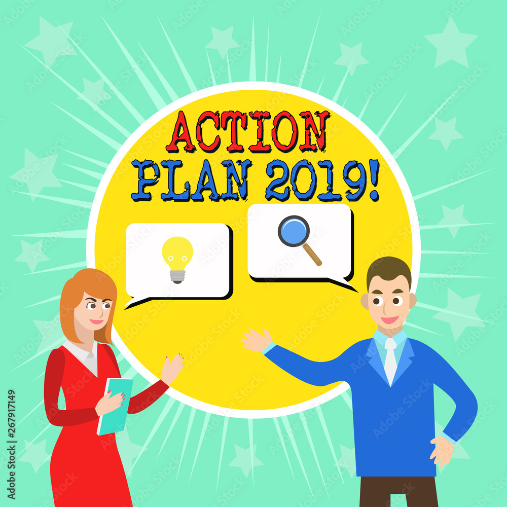 Writing note showing Action Plan 2019. Business concept for proposed strategy or course of actions for current year Writing note showing Action Plan 2019. Business concept for proposed strategy or course of actions for current year