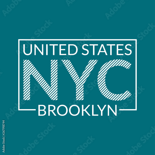 New York City typography design. NYC and Brooklyn print. US tee shirt graphic. Vector illustration.