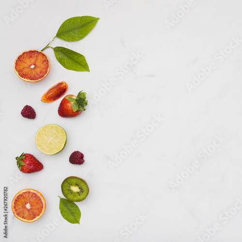 Top view fruits line