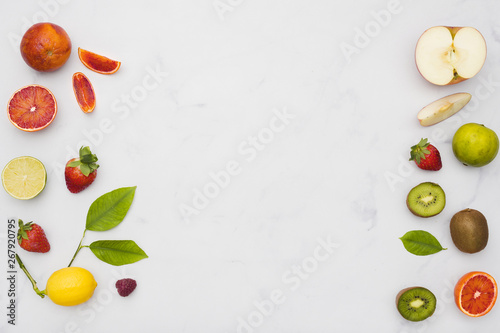 Top view fruits line