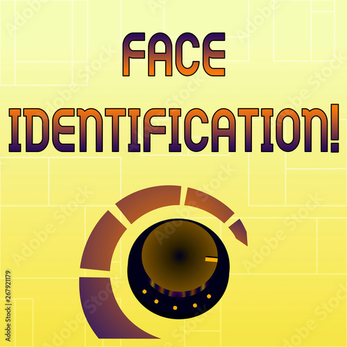 Handwriting text Face Identification. Conceptual photo analyzing patterns based on the demonstrating s is facial contours Volume Control Metal Knob with Marker Line and Colorful Loudness Indicator