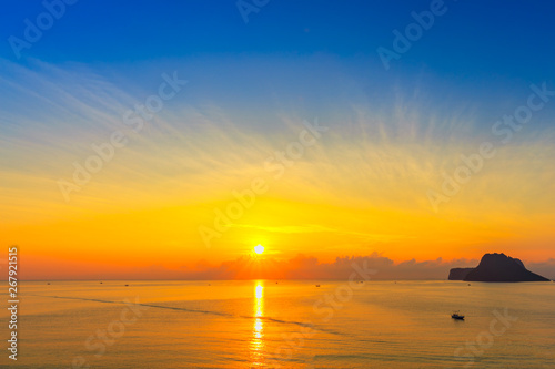 Beautiful sunrise over the sea at Prachuap Khiri Khan Province , southern of Thailand